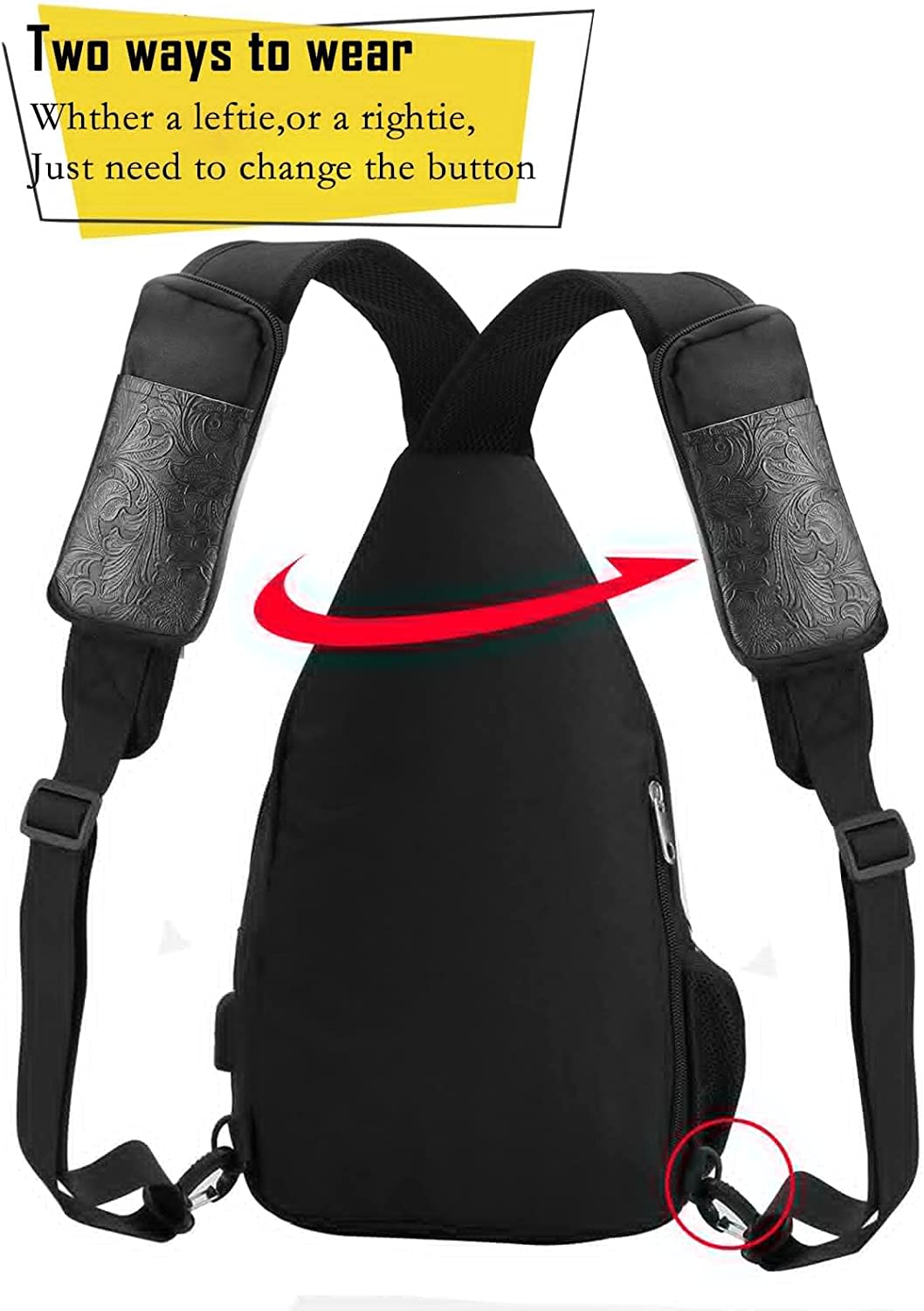 d'yallee 15.4" Sling Bag for Men Crossbody Shoulder Chest Bags Nylon for Travel Gym Sport Hiking with USB Charger Port … - Image 3